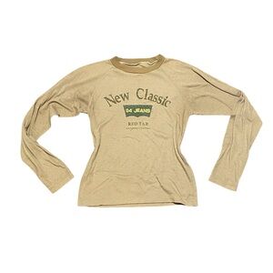 Greenish Beige Long Sleeve Top with New Classic Print